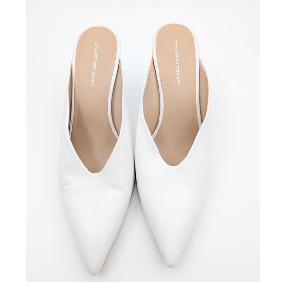 Stuart Weitzman Lula Pointed Toe Heel Pump Women's White Size US10B EU40.5 - Picture 12 of 13